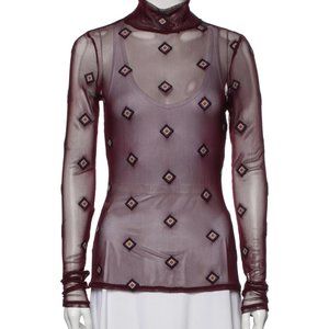 CINQ À SEPT Printed Turtleneck Top